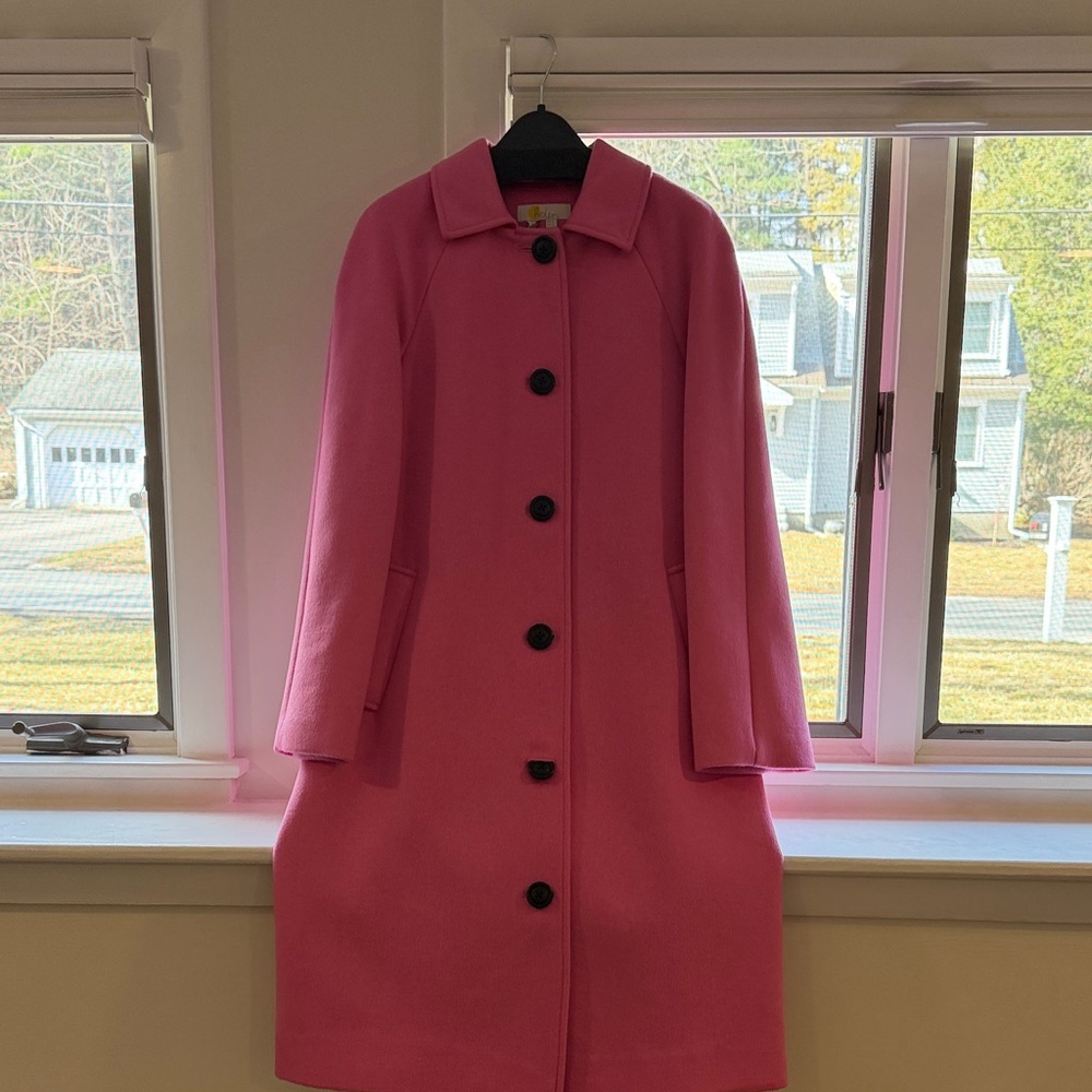 Boden Vibrant Pink Wool Button-Front Coat